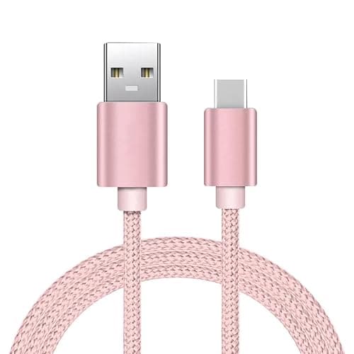MOBISTAR USB C Charger Cable 1M, Type C Fast Charging Cable 3A Nylon Braided Lead Compatible with Samsung Galaxy S23/S22/S21/A54, MacBook, Huawei, Google Pixel, Sony Xperia (RoseGold, 1M) - Image 1