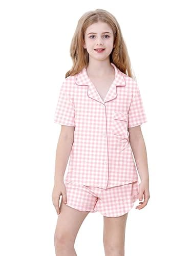 Schbbbta Girls Pajamas Set 2 Piece Button Down Pjs Soft Ruffle Sleepwear Loungewear thumbnail 4