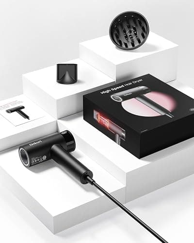 Dekuri Hair Dryer, 110,000 RPM High-Speed Fast Drying Blow Dryer, 500 Million Ionic Lightweight Hairdryer with Diffuser, Magnetic Nozzle, 4 Temps & 3 Speeds, Low Noise for Women & Men (Black) thumbnail 7