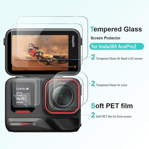 iDaPro [2 Pcs]Screen Protector for Insta360 Ace Pro 2+[2Pcs]Lens Protector for AcePro 2 Lens+[2Pcs]PET(Not Glass) for Insta 360 Ace Pro2 Front Screen,Tempered Glass,9H Hardness,Anti-Scrach,Anti-Bubble thumbnail 3