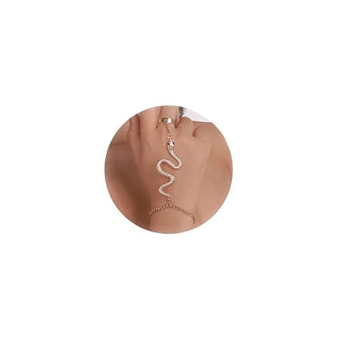 HUASAI Hand Chain Snake Bracelet for Women Finger Ring Bracelet Slave Hand Harness Bracelets Snake Jewelry for Halloween Party Medusa Costume Accessories - Image 1