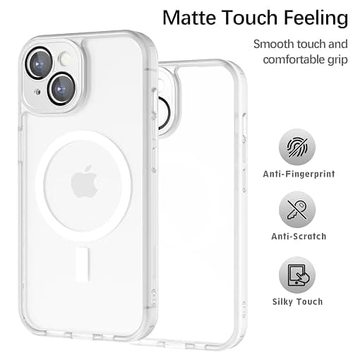 YUANDMI iPhone 13 Hülle, Hanyhülle iPhone 13 Magnetisch Leicht Dünn Matte Touch Kameraschutz, Kratzfeste Anti-Gelb rutschfest Kratzfest Schutz Stoßfest Hülle für iPhone 13 Transparent Weiß thumbnail 4