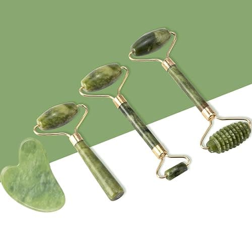 Sbnnfikeb 5Pcs Jade Roller & Gua Sha Facial Tool Set, Natural XiuYan Stone Face Roller and Gua Sha Board Kit, Portable Manual Skincare Massage Tools for Full Body Relax, Self-Care Gift for Women thumbnail 8