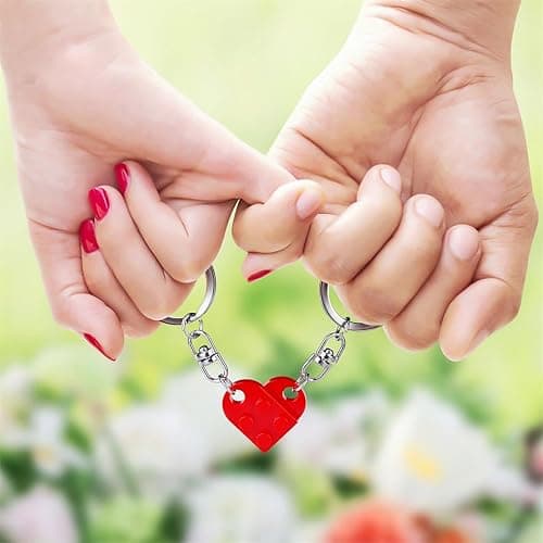 BOBIPRO Couples Matching Stuff Gifts - Red Heart Keychain, Matching Couple Heart Keychains Decorations Christmas Valentines Day Gifts for Boyfriend Girlfriend thumbnail 6