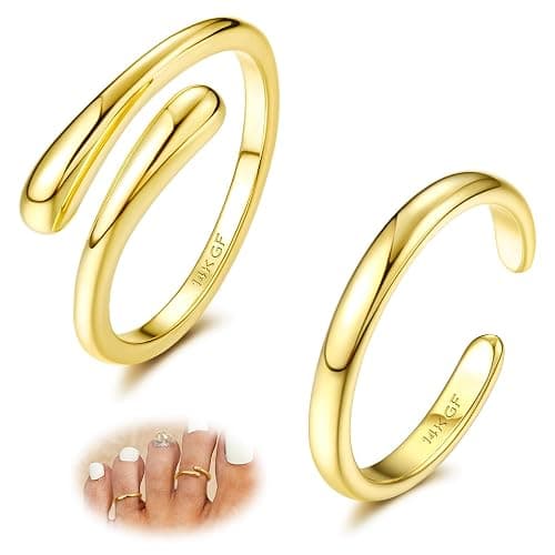 LOYALLOOK 14K Gold Fillled Toe Rings for Women Non Tarnish Waterproof Hug CZ Simple Open Band Toe Rings Adjustable Toe Ring Summer Beach Foot Jewelry - Image 1