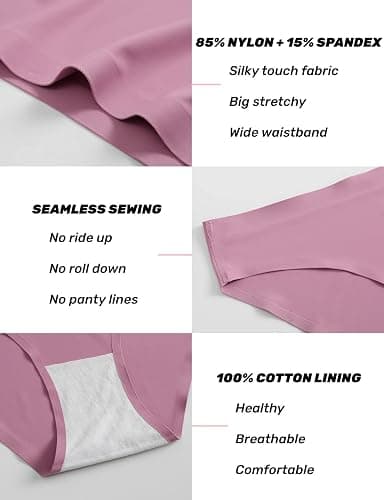 Caterlove Women's Seamless Underwear No Show Stretch Bikini Panties Silky Invisible Hipster 6 Pack thumbnail 3