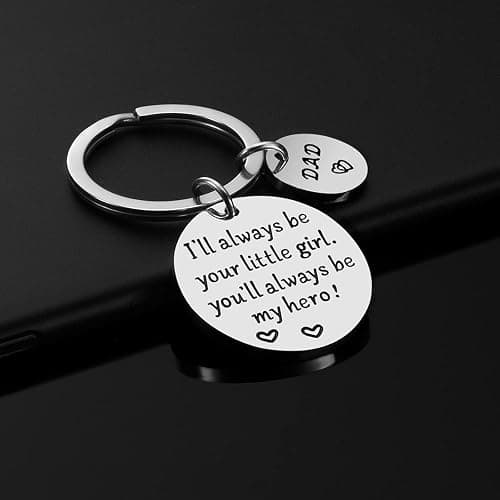 Father’s Day Gift - Dad Gifts from Daughter for Birthday Christmas Valentine’s Day, I'll Always Be Your Little Girl, You Will Always Be My Hero Daddy Keychain, Father Daughter Keyring thumbnail 6