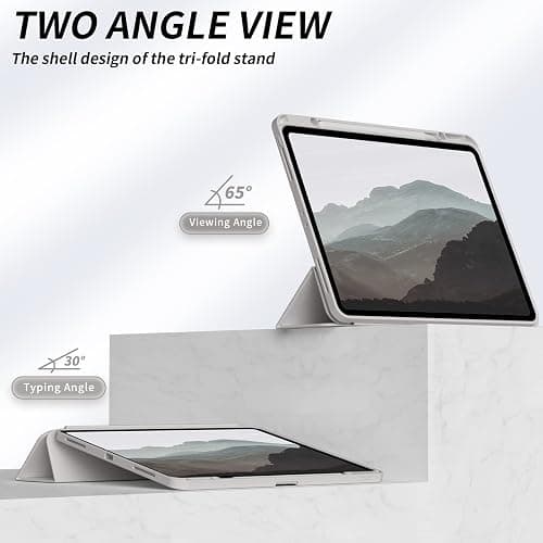 Aoub New iPad Pro 12.9 inch Case 6th Generation 2022/5th Gen 2021/4th Gen 2020 with Pencil Holder, Auto Wake/Sleep, Trifold Smart Stand with Soft TPU Back Shell Cover, Gray thumbnail 4
