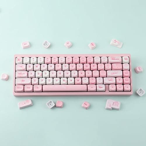 Tsungup MOA Keycaps-Pink Sakura,129 Keys Cute Custom Cherry Blossom Keycaps | Dye Sub PBT Key Caps Keyboard Keycap Set for MX Switches Mechanical Keyboard(only keycap) thumbnail 2