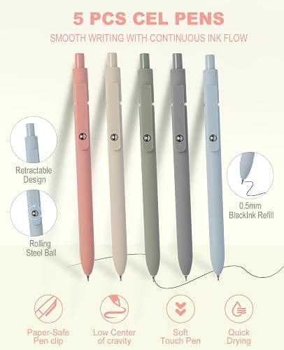 56 PCS Aesthetic School Supplies with Pencil Case, 5 Inspirational Ballpoint Pens, 12 Pastel Highlighters, 5 Black Ink Gel Pens, 6 Mechanical Pencils 0.5-0.7mm Preppy School Supplies Xmas Gift(Green) thumbnail 4