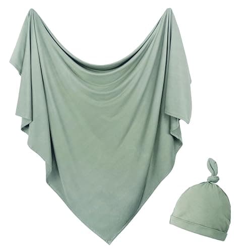 OWLOWLA Newborn Swaddle Set Stretchy Swaddle Blankets for Newborns 0-6month | Soft Breathable Fabric,Baby Swaddle Set Size 32"x32",Baby Receiving Blanket for Boys Girls,Olive - Image 1