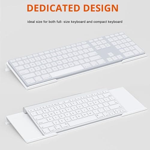 Richboom Acrylic Tilted Computer Keyboard Holder for Easy Ergonomic Typing, Keyboard Stand for Office Desk, Home, School, White thumbnail 4