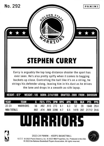 2023-24 Hoops #292 Stephen Curry Golden State Warriors NBA Basketball Trading Card thumbnail 2