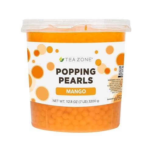 Tea Zone [7 Pounds] Mango Pearls for Boba Tea Beverages, Sweets, Ice Cream Topping | B2051 - Image 1