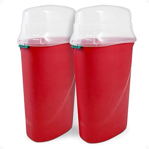 HOMZ 2-Pack Seasonal Holiday, Plastic Vertical Gift Wrap Storage Organizer, Red & Clear - Paper Wrapping Bin Containers for Christmas Gifts and Birthday Presents - Image 1