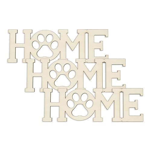 3pcs Home Paw Wood Sign Blank Wooden Dog Cat Paw Plaque Unfinished Wood DIY Crafts Cutouts Ornaments for Puppy Pet House Door Wall Decorative, 7.9x2.6 in thumbnail 4