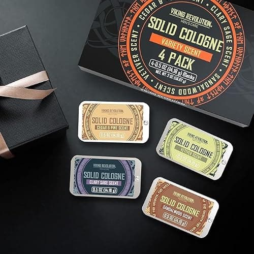 Viking Revolution 4 Pack Mens Solid Colognes 0.5 Oz - Men Solid Perfume with Cedar Wood, Clary Sage, Vetiver, Sandalwood Cologne for Mens - Travel Cologne Wax Gifts for Men thumbnail 5