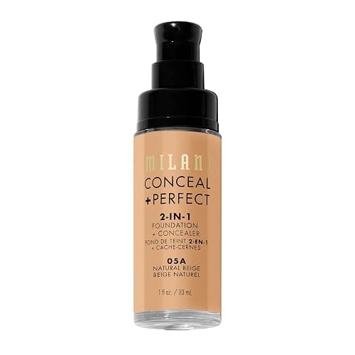 Milani Conceal + Perfect 2-in-1 Foundation + Concealer for a Flawless Complexion, Under Eye Corrector, Cover Redness and Imperfections, Waterproof and Sweatproof - Natural Beige - 05A-Natural Beige - 1 Fl Oz (Pack of 1) thumbnail 4
