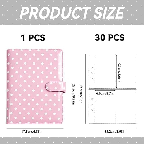 WELLRI A5 Kpop Photocard Binder with 30 Pack 4-Pocket Card Pages 6 Ring Photocard Holder Book PU Leather Cover Collector for 2x3’’ Album Cards Trading Card (Pink) thumbnail 3