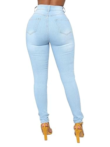 KUNMI Womens Classic High Waisted Skinny Stretch Butt Lifting Jeans Slim Fit Denim Pants thumbnail 4