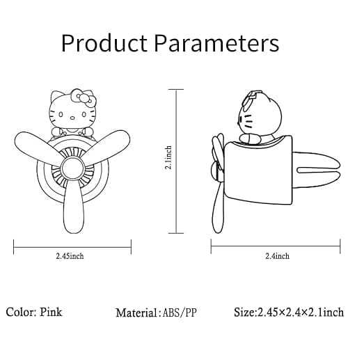 Car Air Freshener, Cute Pink Cat Pilot Vent Clip Interior Accessories, Rotating Propeller Automotive Air Outlet Fan Creative Cartoon Air Fresheners for Car (Pink) thumbnail 5