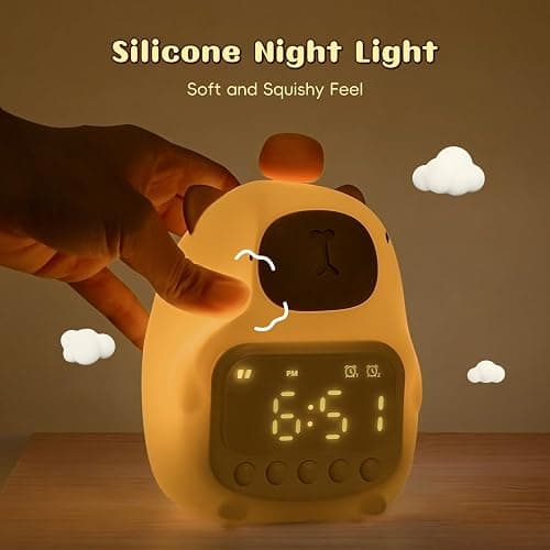 Yiliaw Capybara Alarm Clock with Night Light for Kids, 7 RGB Color Cute Alarm Clocks for Bedrooms Ok to Wake Clocks, Silicone Animal Tabletop Lamp for Teen Girls Boys thumbnail 7