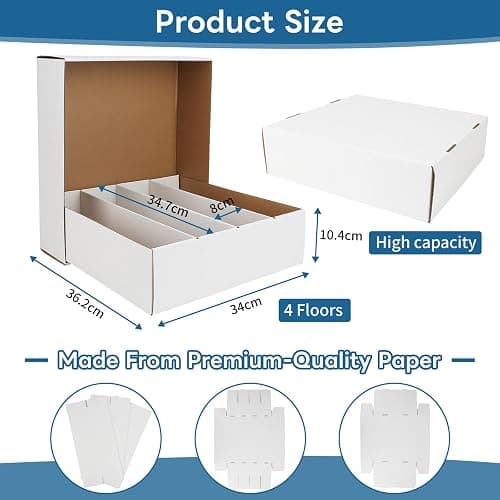 HIMOMO Trading Card Storage Box 3120 Count Collector Cards Box White Sports Card Storage Boxes Card Sorting Tray Cases Cards Collection Trading Cards Box for Soccer Basketball Cards(4 Set) thumbnail 2