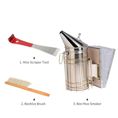 Bee Keeping Starter Kit, Bee Hives Boxes Starter Kit, with Beehive Brush Smoker Scraper Beehive Scraper Tool Frame Lifter Beekeeping Brush Tool Set for Beekeeper Supplies thumbnail 5