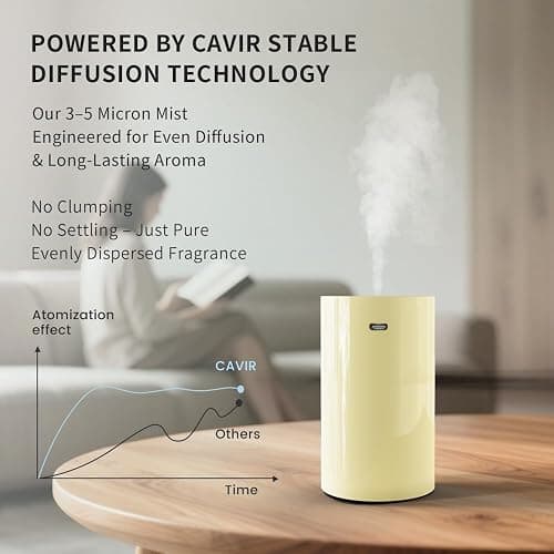 Cavir Diffuseur d'huiles essentielles sans Eau, Mini Machine à air Portable Aromathérapie, Charge USB Arrêt 1/2/3H, 3 Niveaux de Brume, pour Maison, Voiture, Bureau thumbnail 2