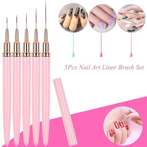 Ycyan 7pcs Nail Art Brushes, Nail Art Liner Brushes Sizes 4/8/12/20/25mm, Oval & Angled Nail Art Clean Up Brushes for Clean Polish Mistake On The Cuticles thumbnail 2