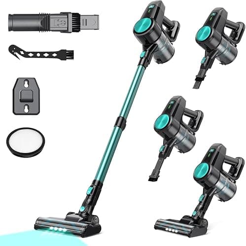 Blozor N3T Cordless Vacuum Cleaner,Wireless Stick Vacuum with 40mins Runtime,Self-Standing,Anti-Tangle Brush,Rechargeable Lightweight Vacuum Cleaner for Home,Hardwood Floor,Pet Hair, Carpet-Mint Green - Image 1