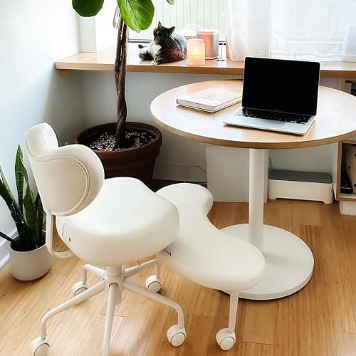 Pipersong Meditation Chair Plus, Cross Legged Chair with Wheels, ADHD Chair, Criss Cross Desk Chair with Lumbar Support and Adjustable Stool, Flexible Design for Fidgety Sitters, Ivory thumbnail 5