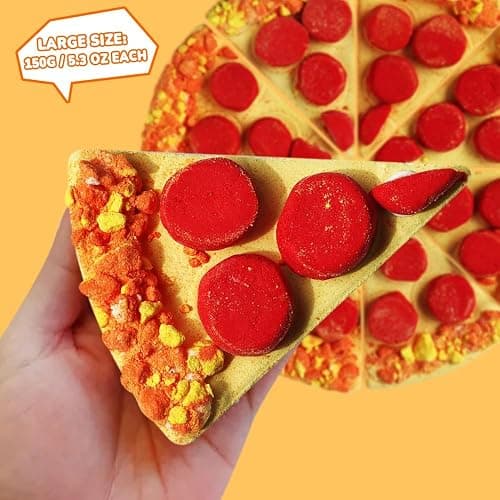 HZEX Pizza Bath Bombs Set of 8 Slices – Large Fizzies for Relaxing Bubble Bath, Handmade Spa Gift for Women, Men & Kids – Fun Pizza-Shaped Aromatherapy Bath Bomb Gift Set thumbnail 3