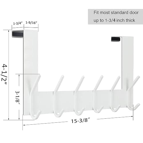 WEBI Over The Door Hooks,Over Door Towel Rack,Door Hanger,Door Coat Hanger,Door Coat Rack,Door Hooks for Hanging Clothes,Back of Door,White - White - 1 Pack thumbnail 3