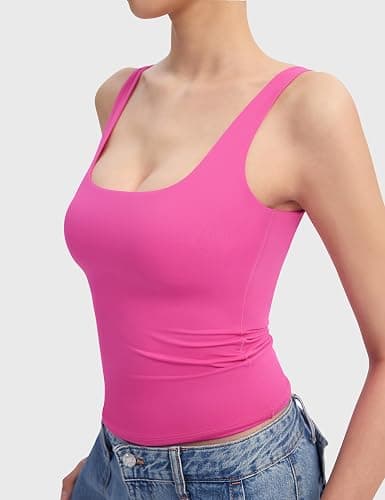 PUMIEY Women's Square Neck Tank Top Sleeveless Double Lined Basic Tops Sharp Collection thumbnail 3