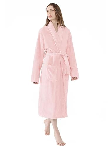 Soft Robe For Women，Warm Plush Bath Robes Female，Spa Towel After Shower Lightweight Long Bathrobe thumbnail 4