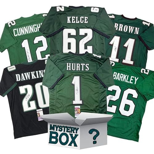 Autographed/Signed Philadelphia Football Jersey Mystery Box with PSA JSA or Beckett COA - Image 1