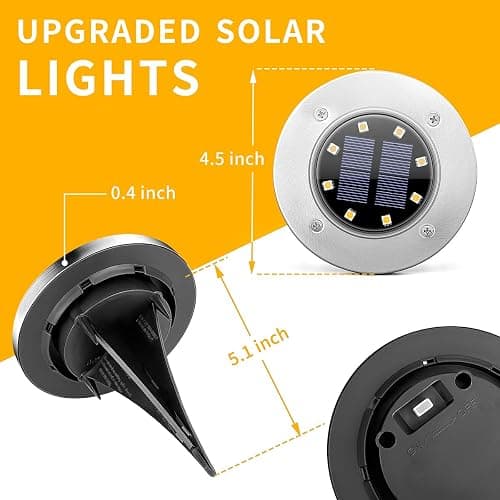 SOLPEX Solar Lights Outdoor Waterproof, 12 Pack Solar Ground Lights, Solar Garden Lights Landscape Lighting for Pathway Driveway Patio Backyard Walkway (Warm White) thumbnail 6