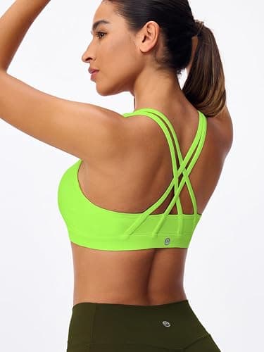 Omwilddo Women's Strappy Sports Bras Light Compression Crop Criss Cross Back Padded Workout Yoga Bra Supportive U Neckline thumbnail 3
