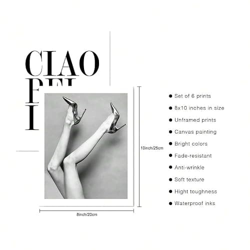 Fashion Black and White Wall Art Prints Glamour Photography Perfume Inspirational Quote Canvas Print Poster Gallery Retro Vintage Beauty Room Bedroom Wall Decor (8"x10" UNFRAMED) thumbnail 6