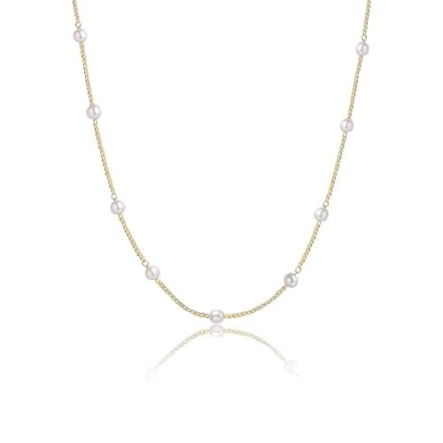 Sewyer Dainty Pearl Pendant Necklaces for Women 14K Gold Plated Handmade Layered Pearl Chain Necklace Delicate Layered Pearl Necklace Everyday Jewelry Gift thumbnail 7