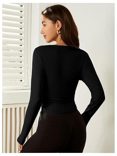 SweatyRocks Women's Y2k Pilates Wrap Tops Ballet Yoga Coquette Shirt Cute Long Sleeve Workout Activewear thumbnail 2