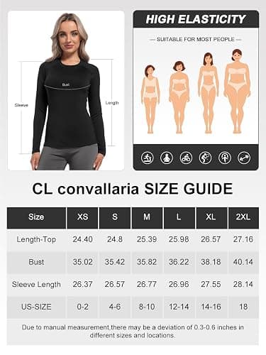 CL convallaria Women Thermal Tops Fleece Line Athletic Long Sleeve Thermal Vest Compression Baselayer Workout Shirts Soft and Warm Gear thumbnail 6