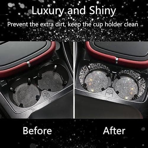NBTEPEM 2pcs Bling Car Cup Holder Coaster, 2.75 inch Anti-Slip Shockproof Universal Fashion Coasters Insert Crystal Rhinestone Automotive Interior Accessories for Women (2 pcs, White) thumbnail 6