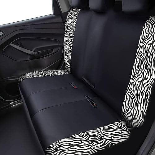 Flying Banner car seat Covers Protects Zebra Printing Velvet Faux Leather Carbon Fiber Front and Rear Bench Full Set (Zebra Black, Full Set - 8PCS) thumbnail 5
