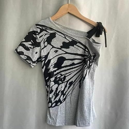 Baby Tee Y2k Women Grunge Top Emo 2000s Vintage Fake Two Piece Short Sleeve T Shirt Crop Tops Teens thumbnail 4