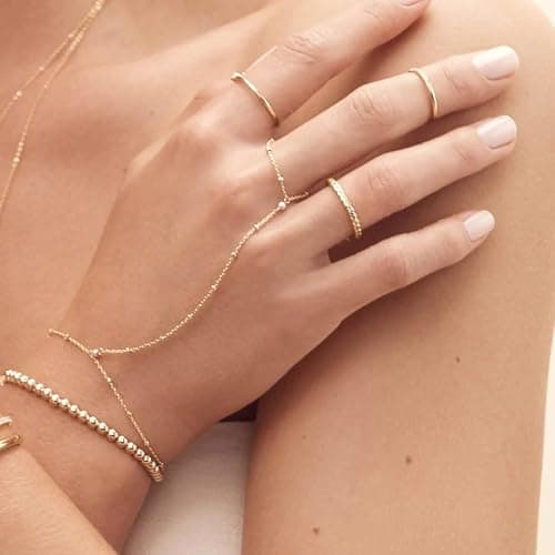 Long tiantian Hand Chain Bracelet Gold Bracelets for Women Link Chain Bracelets Trendy Finger Ring Slave Bracelet Jewelry Gifts thumbnail 6