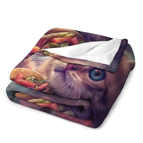 Funny Cat Print Blanket Taco Cute Kitty Animal Galaxy Throw Blankets Gifts for Couch Sofa Stuff Decor Soft Cozy Plush Flannel Bedding for Lover Men Women 40"x50" thumbnail 3