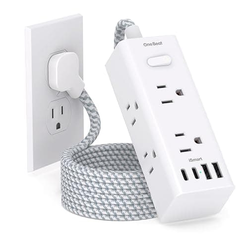 One Beat Power Strip Surge Protector - 6 Widely Outlets 4 USB Ports(2 USB C), 3 Sided Outlet Extender, 6 Ft Flat Plug Extension Cord, Wall Mount Power Strip for Home Office Travel College Dorm Room - Image 1