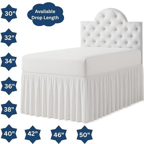 Cottingon Dorm Room Bed Skirt, 100% Microfiber, White, Twin XL-42 Drop thumbnail 3